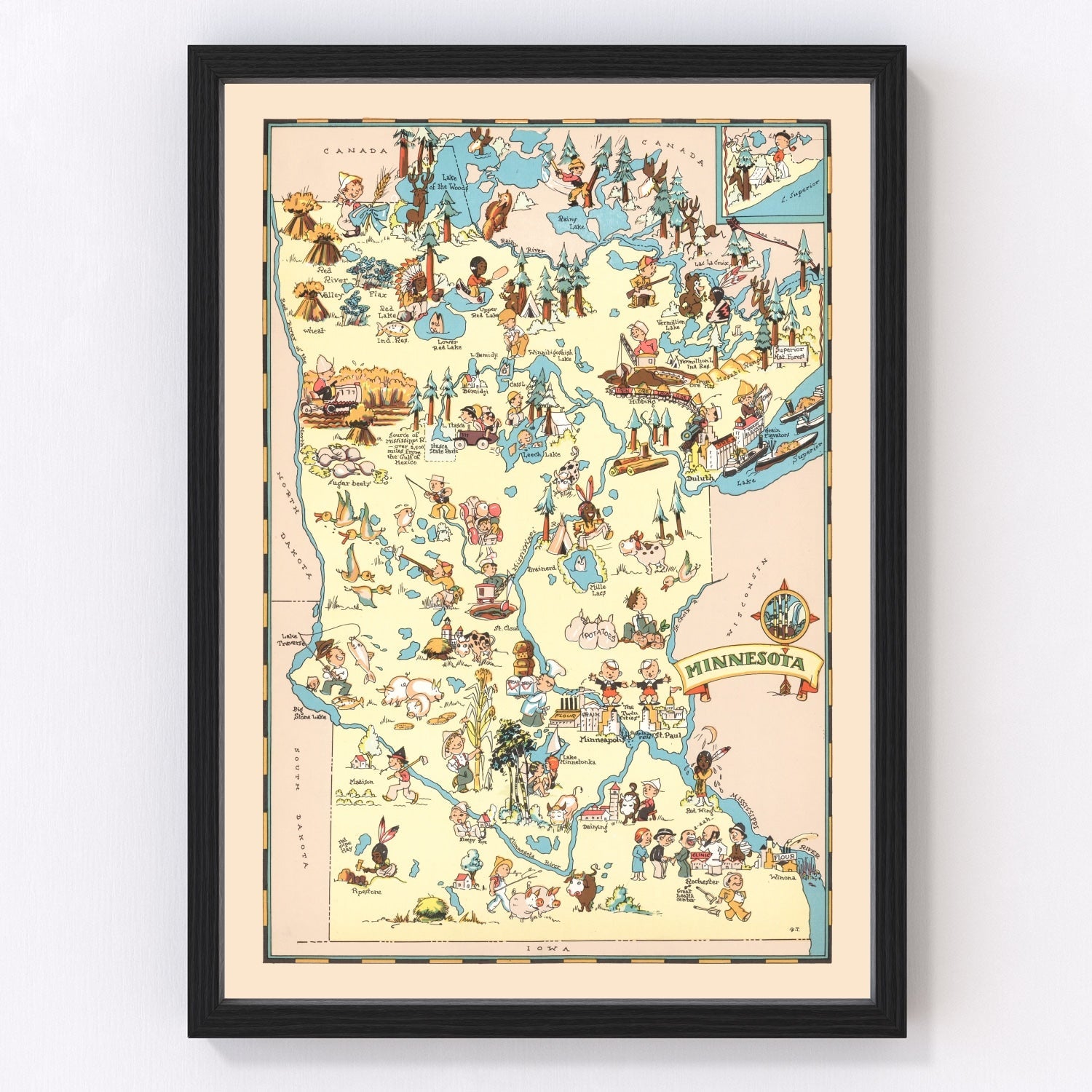 Vintage Map of Minnesota 1935