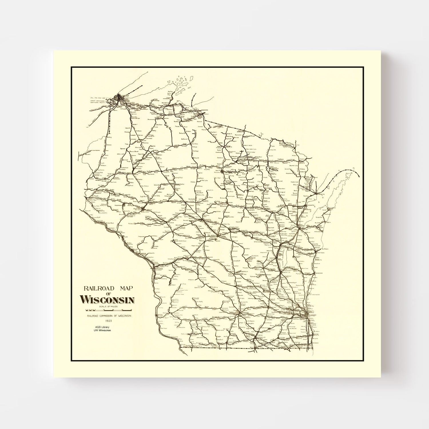 Vintage Map of Wisconsin 1923