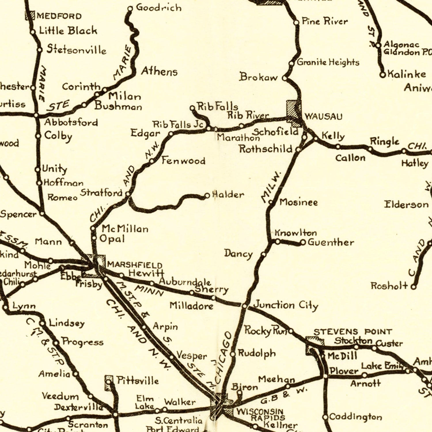Vintage Map of Wisconsin 1923