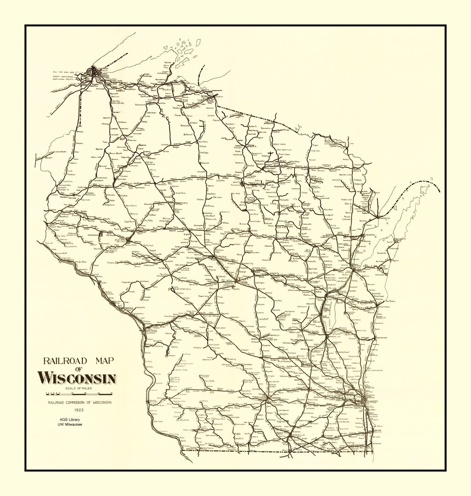 Vintage Map of Wisconsin 1923