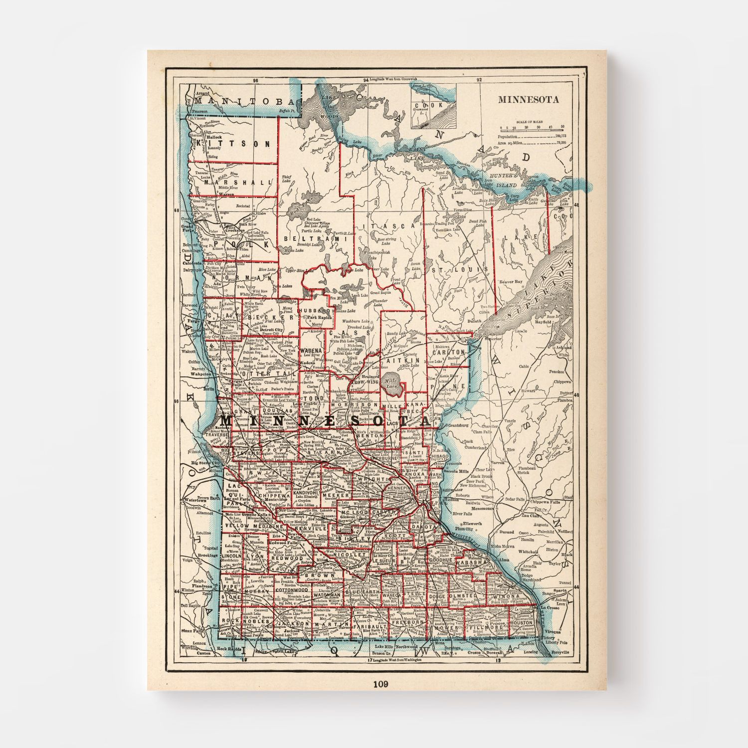 Vintage Map of Minnesota 1893