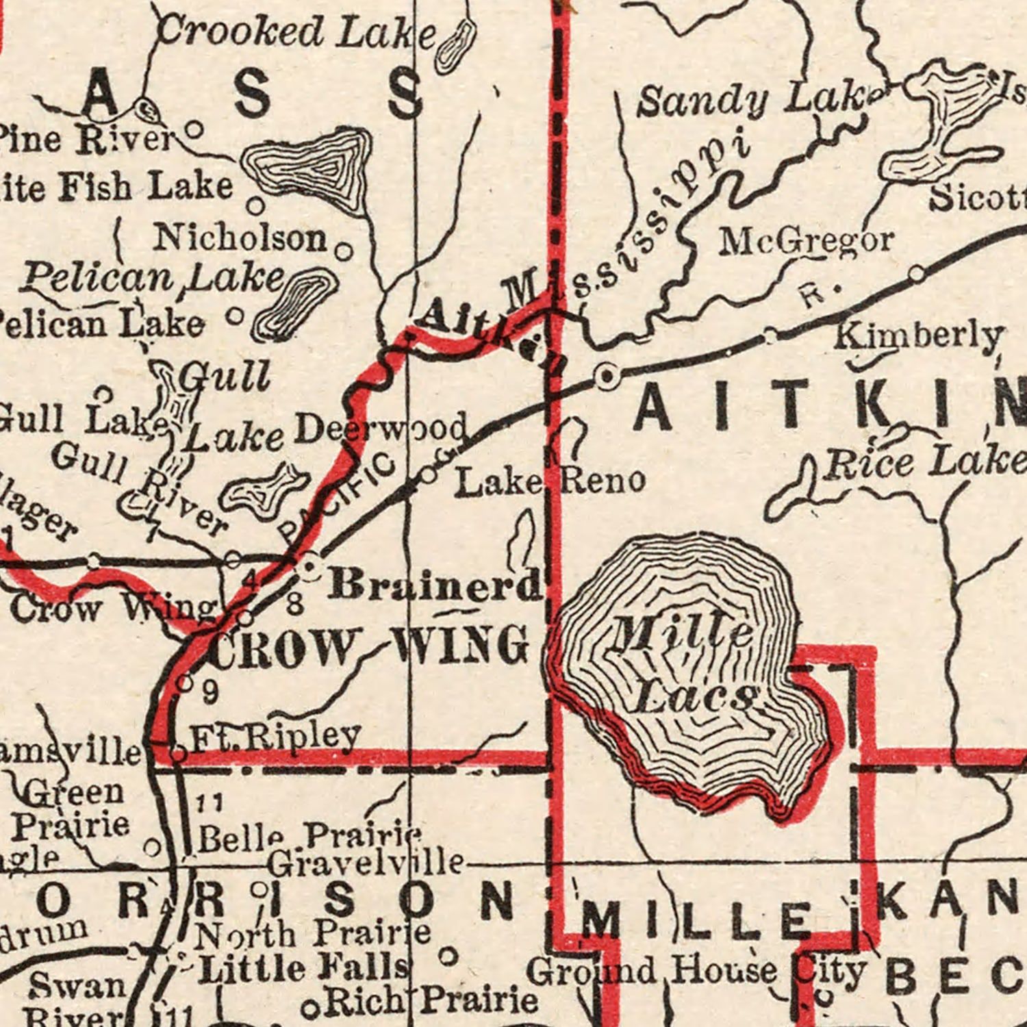 Vintage Map of Minnesota 1893