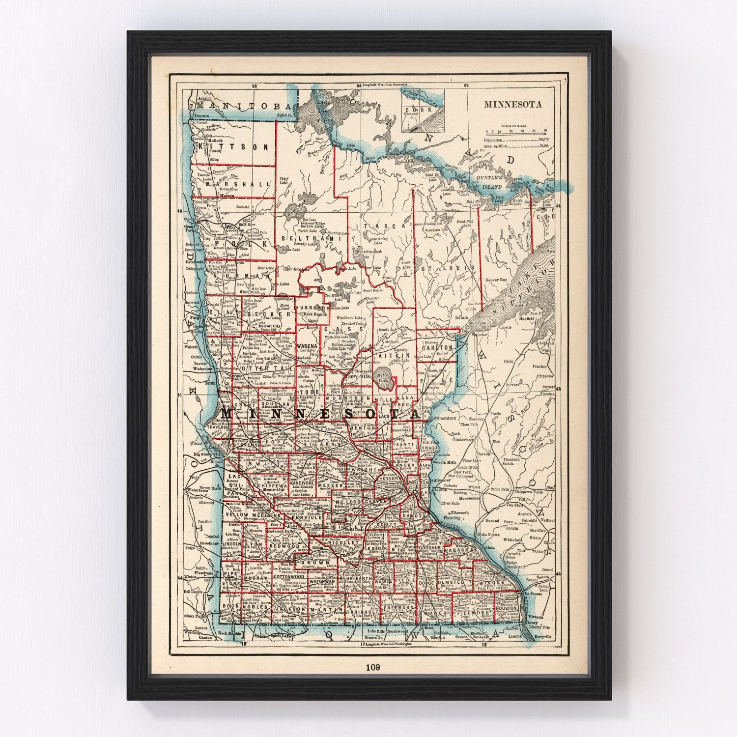 Vintage Map of Minnesota 1893