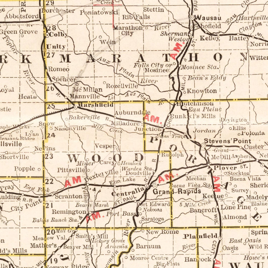 Vintage Map of Wisconsin 1882