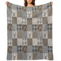 Deer Patchwork - Rustic Neutrals Throw Blanket