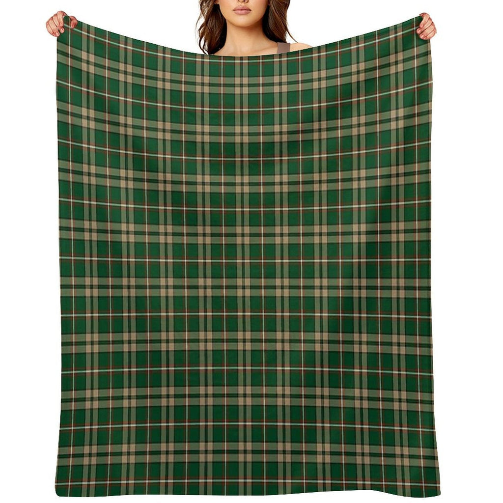 O'Neill Tartan Tan And Green Irish Plaid Easy Care Throw Blanket