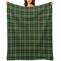 O'Neill Tartan Tan And Green Irish Plaid Easy Care Throw Blanket