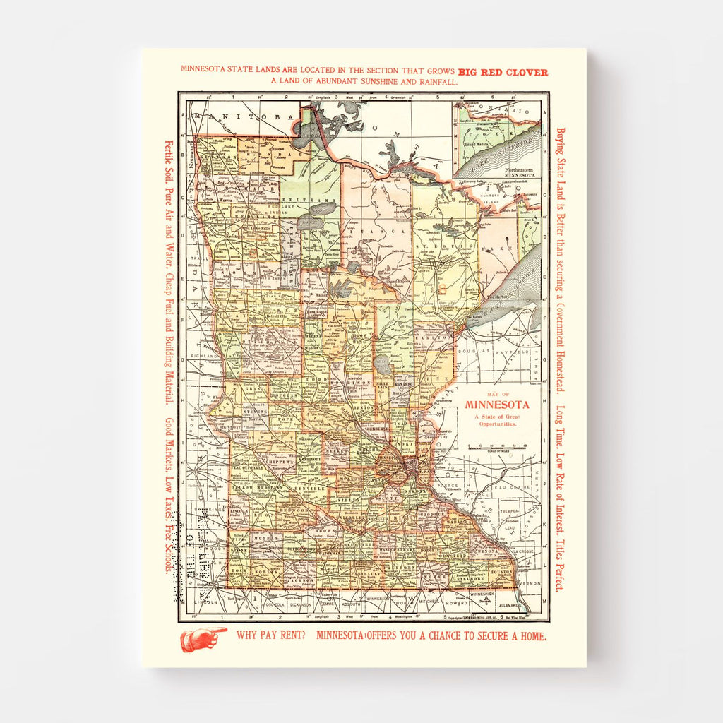 Vintage Map of Minnesota 1904