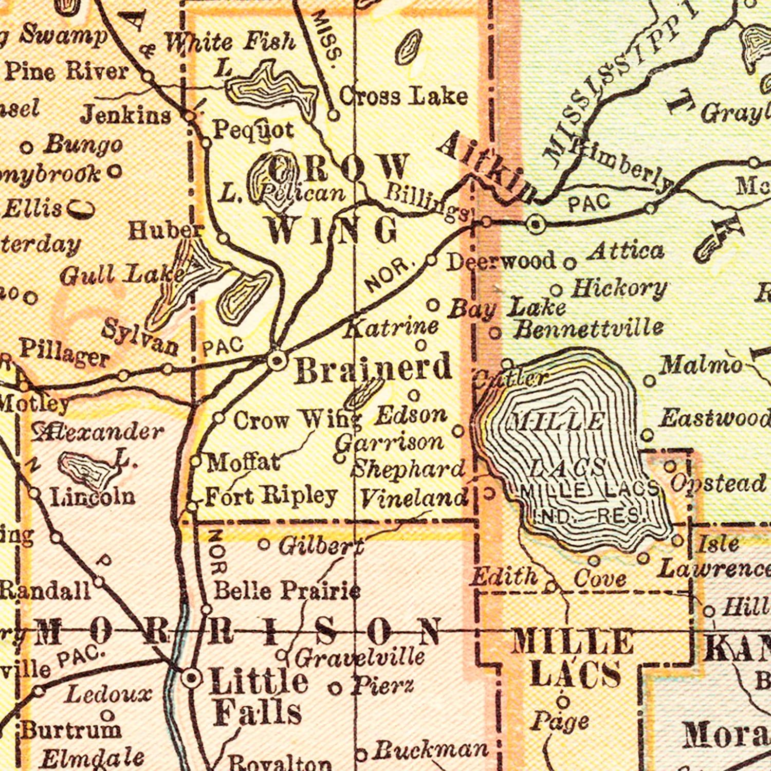 Vintage Map of Minnesota 1904