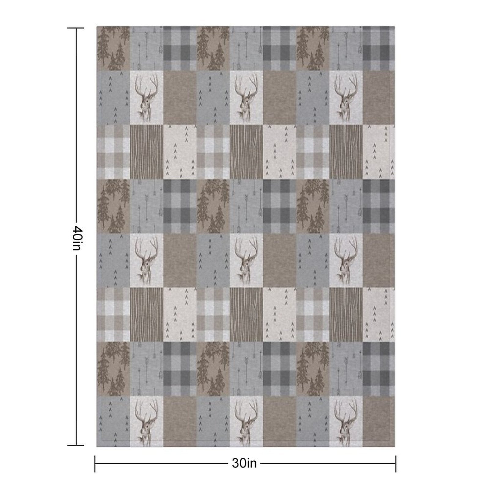 Deer Patchwork - Rustic Neutrals Throw Blanket