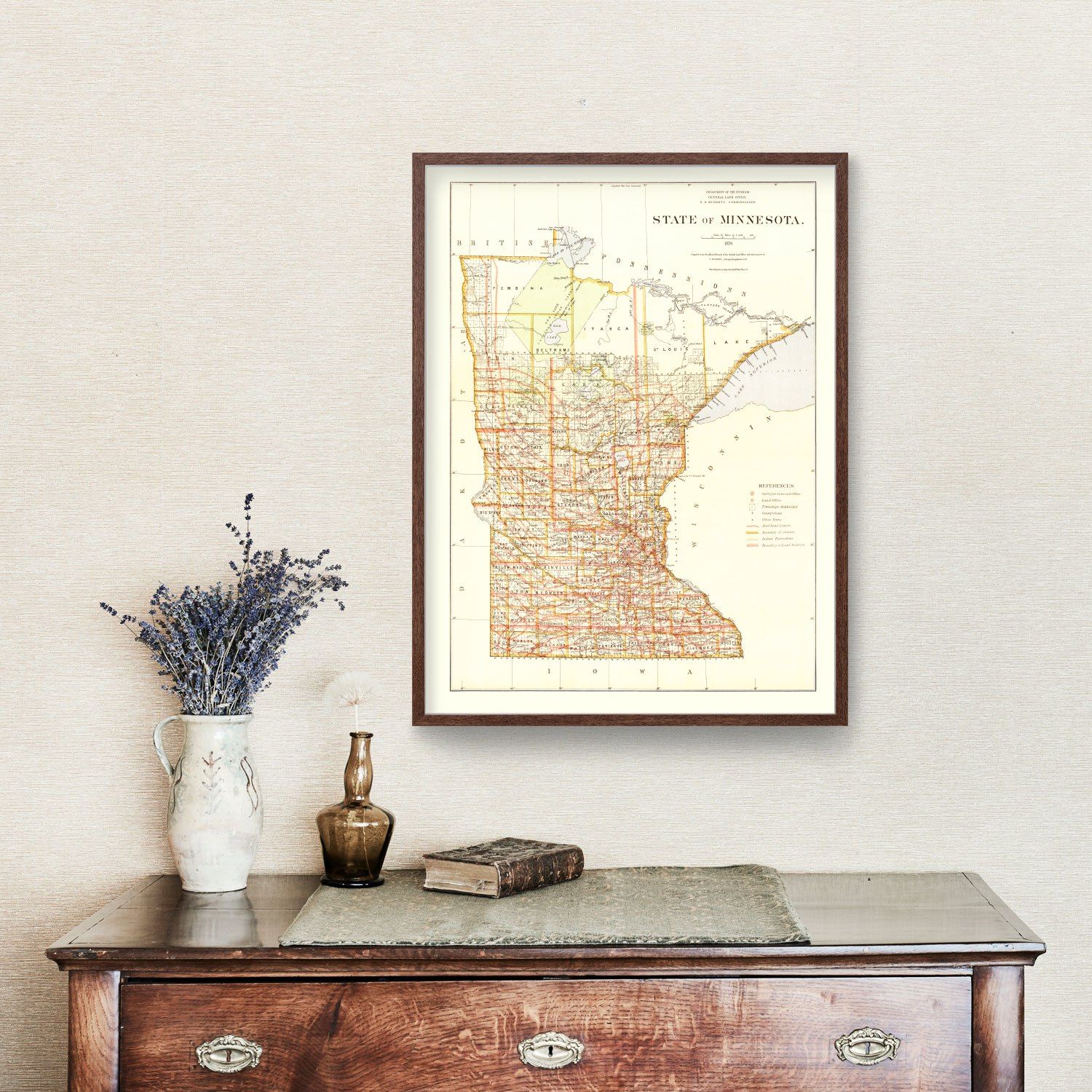 Vintage Map of Minnesota 1876