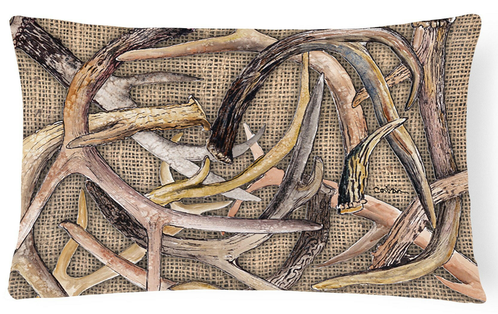 Deer Horns   Canvas Fabric Decorative Pillow