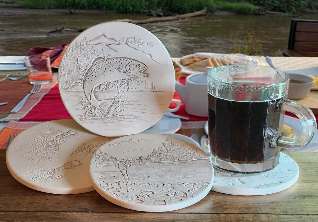 Fly Fishing Assorted Drink Coasters