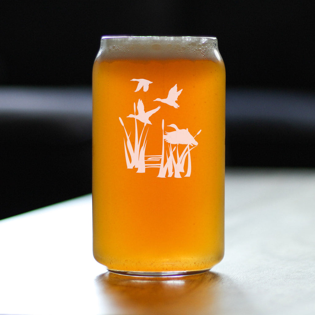 Duck Pond Beer Can Pint Glass - Cabin Themed Gifts or Rustic Decor for Men and Women - Fun Drinking or Party Glasses - 16 oz