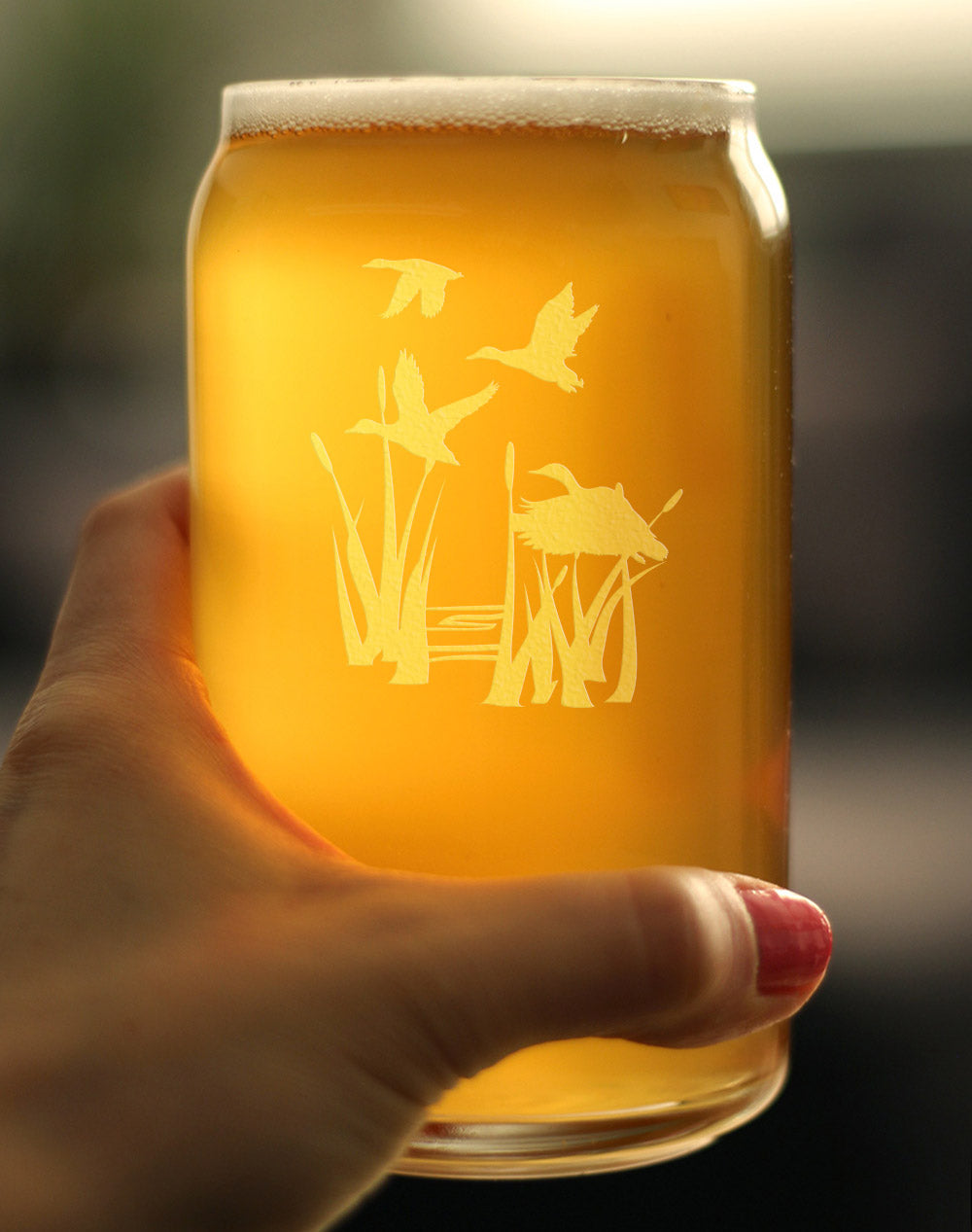 Duck Pond Beer Can Pint Glass - Cabin Themed Gifts or Rustic Decor for Men and Women - Fun Drinking or Party Glasses - 16 oz