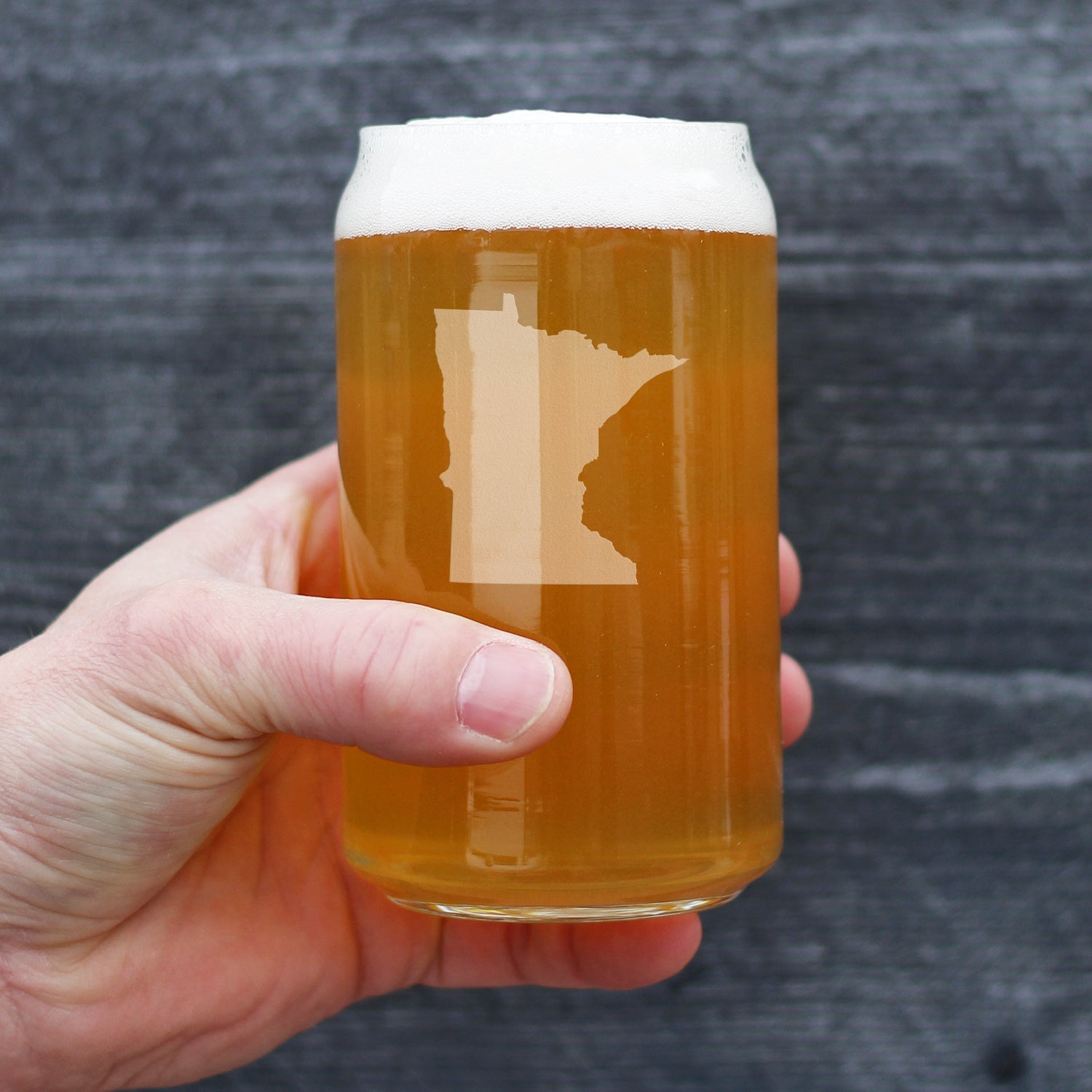 Minnesota State Outline Beer Can Pint Glass - State Themed Drinking Decor and Gifts for Minnesotan Women & Men - 16 Oz Glasses