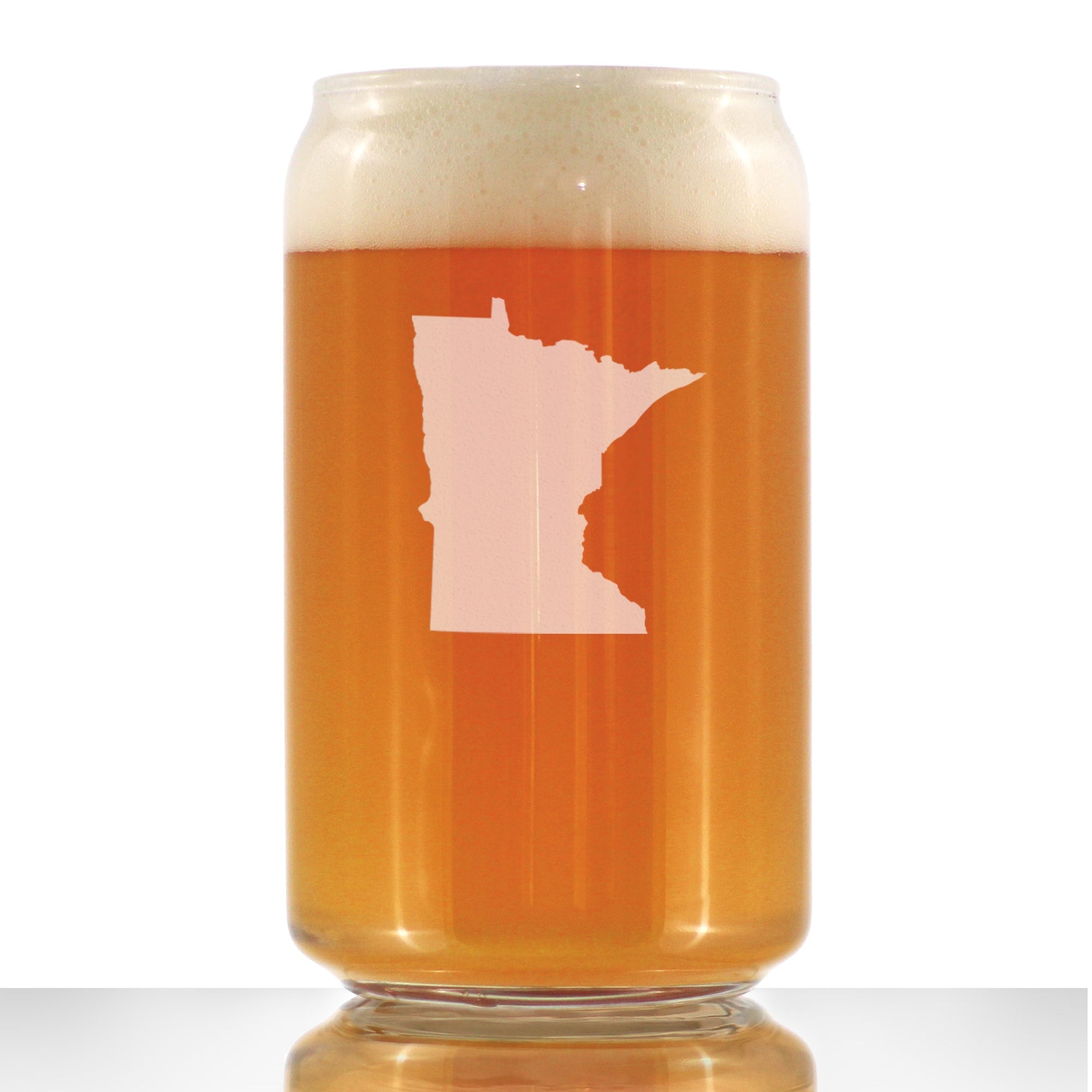 Minnesota State Outline Beer Can Pint Glass - State Themed Drinking Decor and Gifts for Minnesotan Women & Men - 16 Oz Glasses