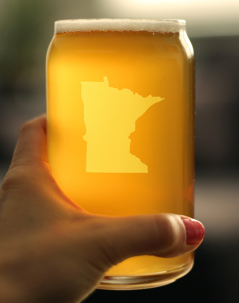 Minnesota State Outline Beer Can Pint Glass - State Themed Drinking Decor and Gifts for Minnesotan Women & Men - 16 Oz Glasses