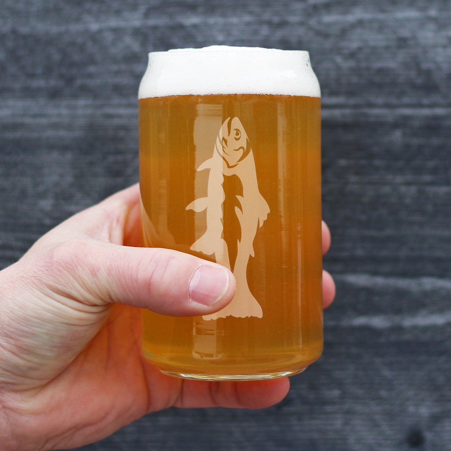 Trout - Beer Can Pint Glass - Trout Fishing Gifts for Fisherman - Fun Fish Cups & Lake House Decor - 16 oz