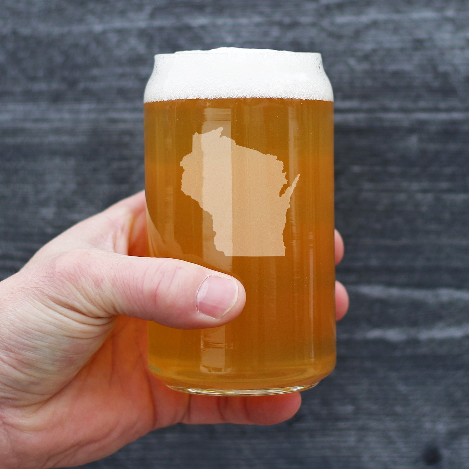 Wisconsin State Outline Beer Can Pint Glass - State Themed Drinking Decor and Gifts for Wisconsinite Women & Men - 16 Oz Glasses