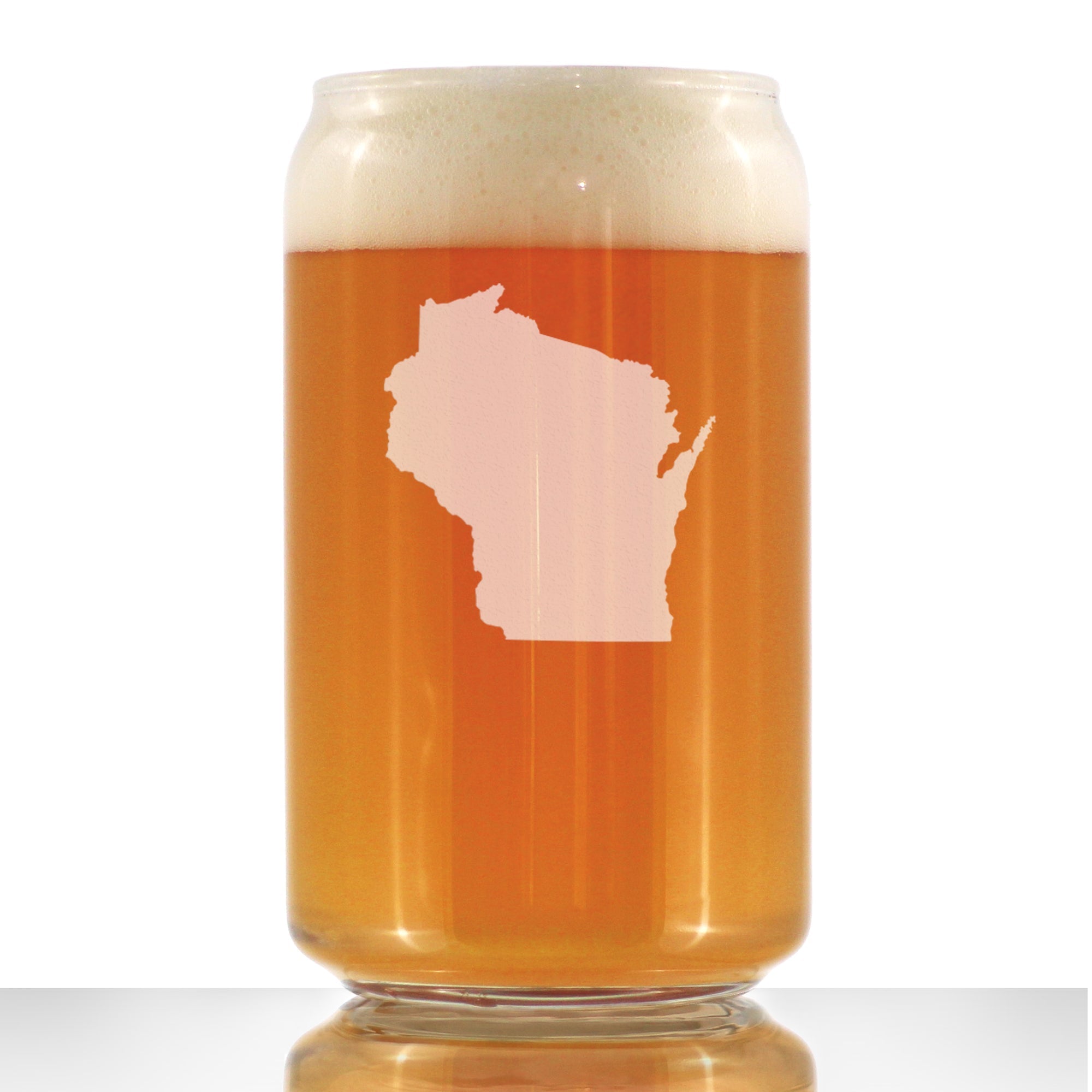 Wisconsin State Outline Beer Can Pint Glass - State Themed Drinking Decor and Gifts for Wisconsinite Women & Men - 16 Oz Glasses