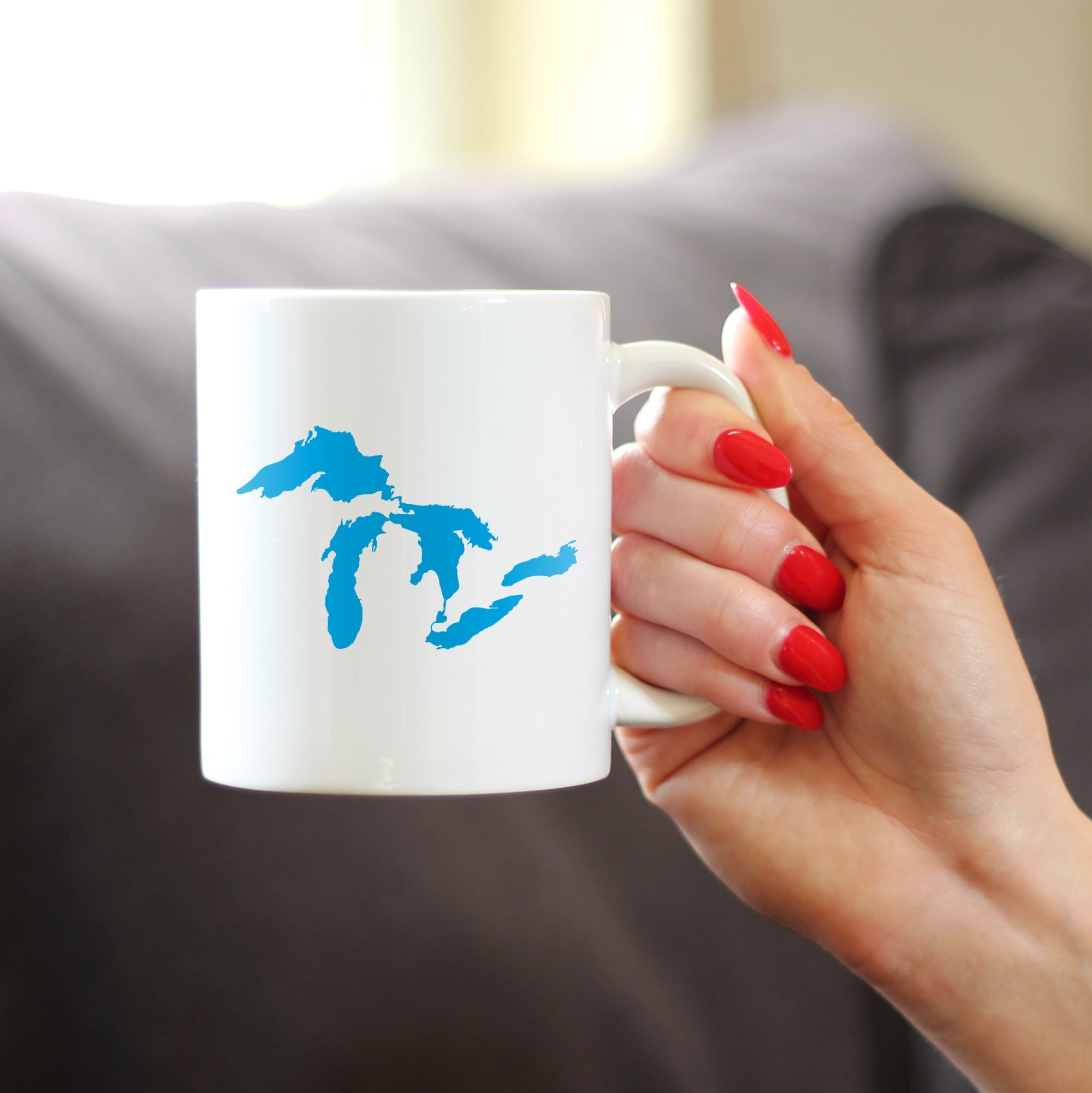 Great Lakes Map Coffee Mug - Unique Art Gifts for Midwestern Women & Men
