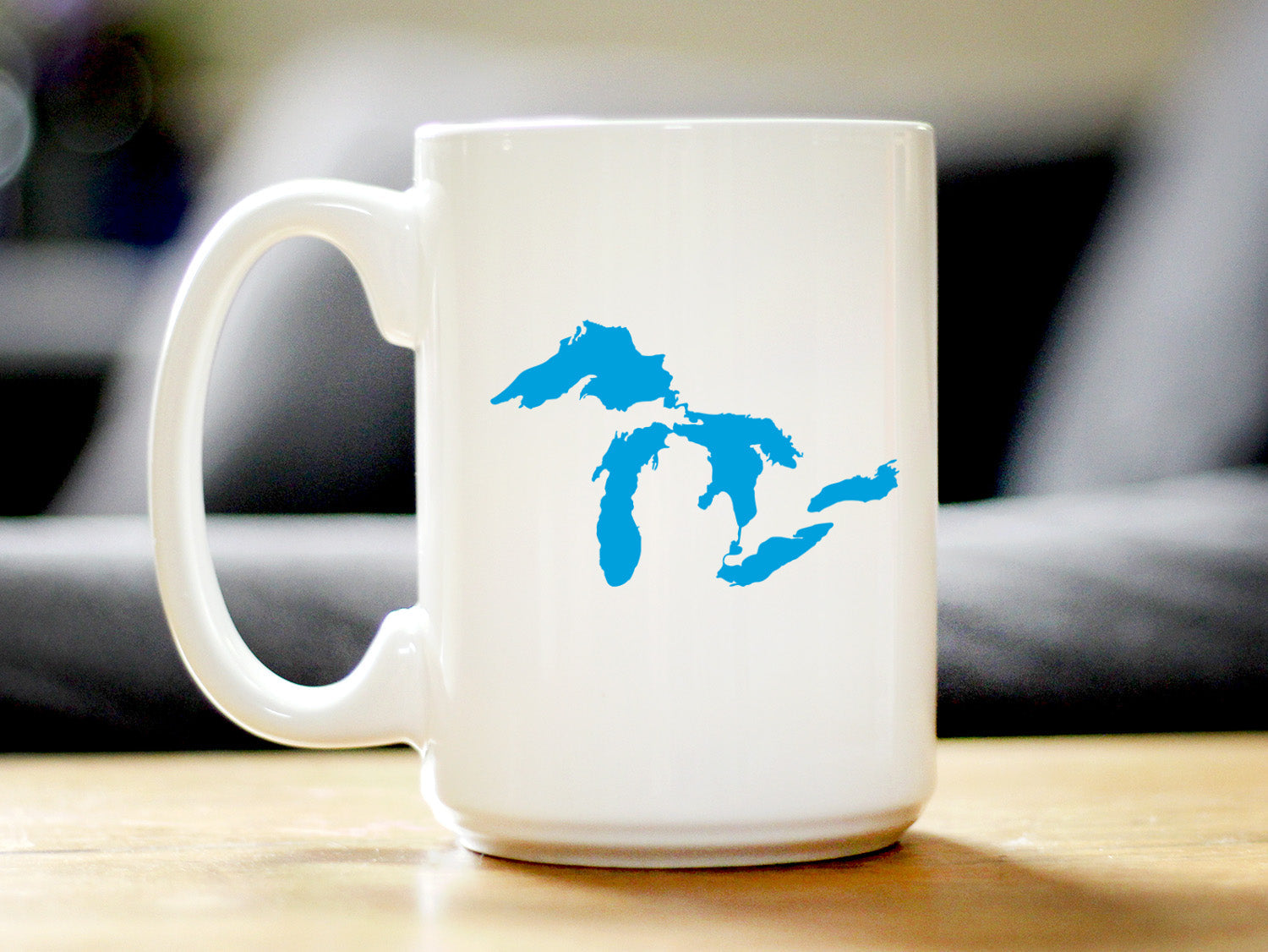 Great Lakes Map Coffee Mug - Unique Art Gifts for Midwestern Women & Men