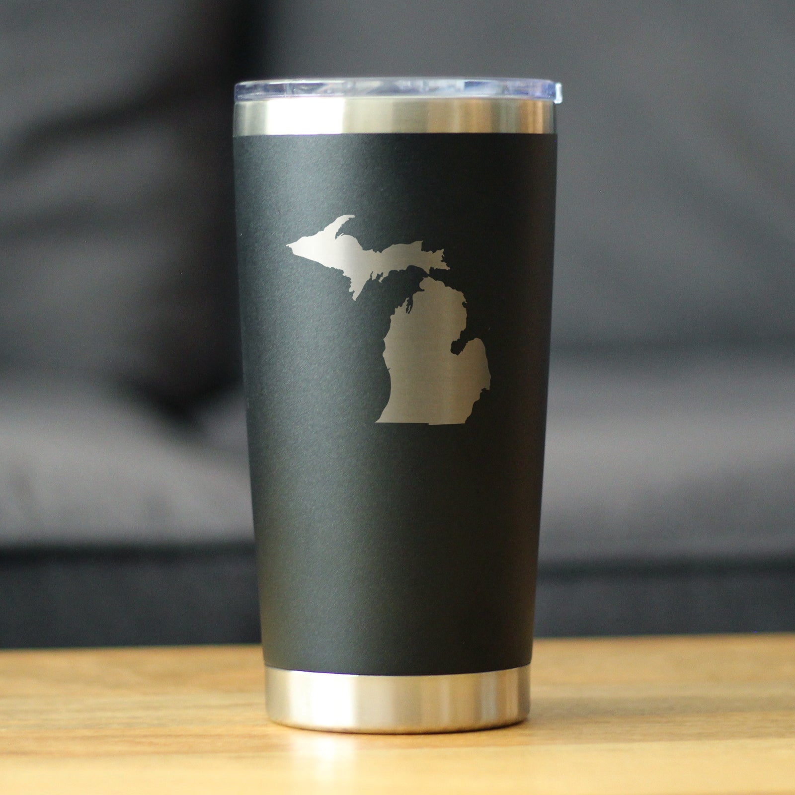Michigan State Outline - Insulated Coffee Tumbler Cup with Sliding Lid - Stainless Steel Travel Mug - Michigan Gifts and Decor for Women and Men