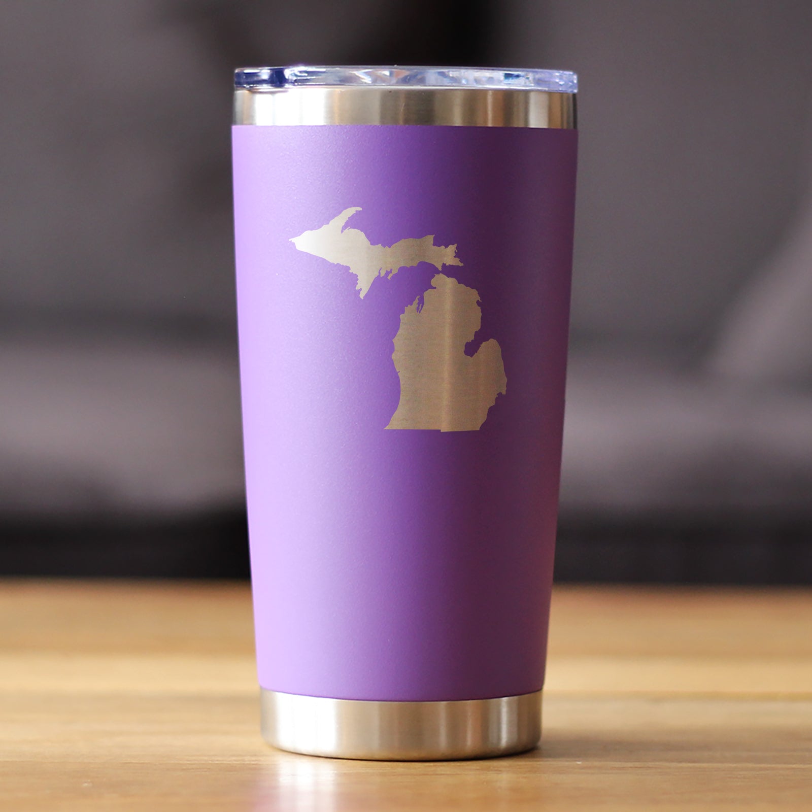 Michigan State Outline - Insulated Coffee Tumbler Cup with Sliding Lid - Stainless Steel Travel Mug - Michigan Gifts and Decor for Women and Men