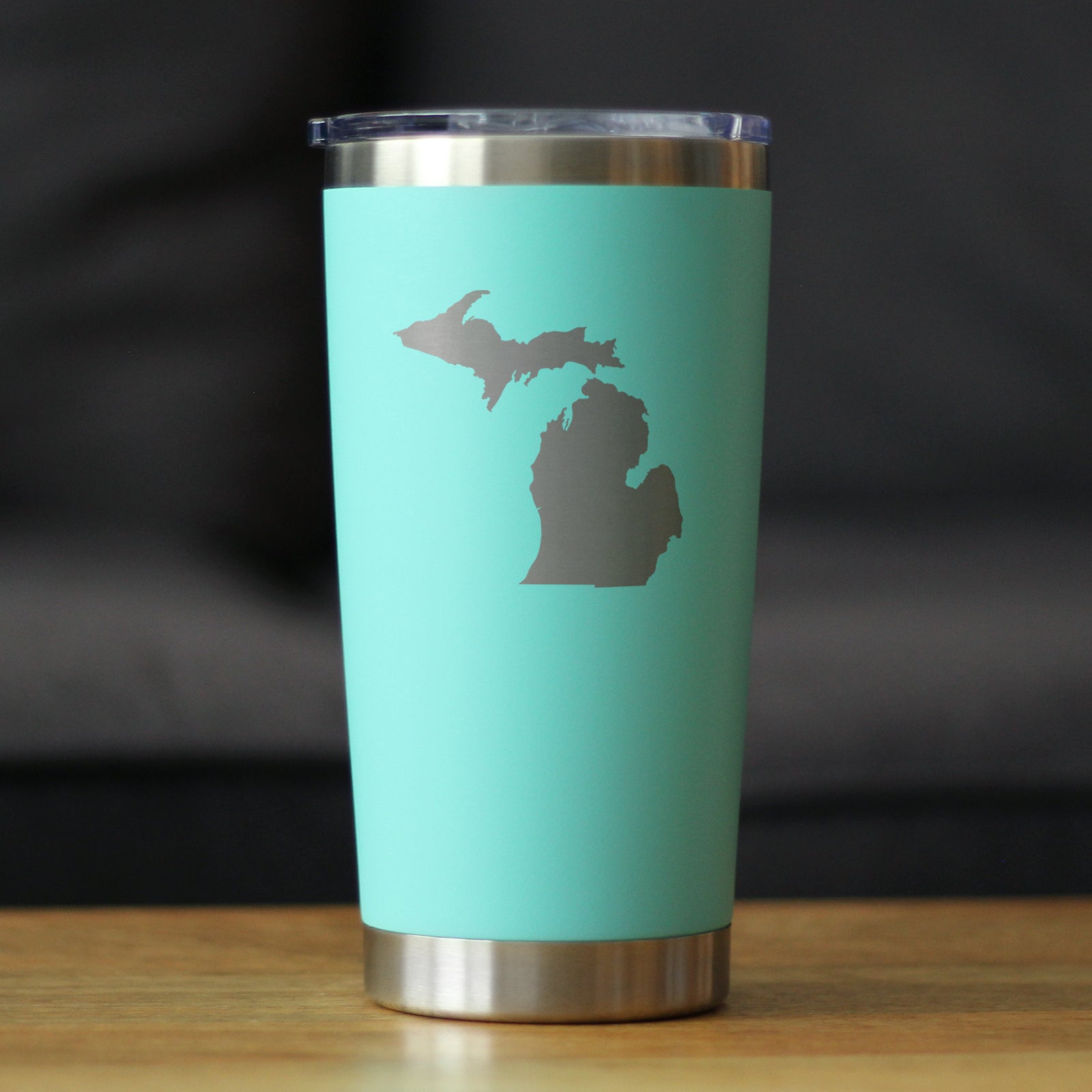 Michigan State Outline - Insulated Coffee Tumbler Cup with Sliding Lid - Stainless Steel Travel Mug - Michigan Gifts and Decor for Women and Men