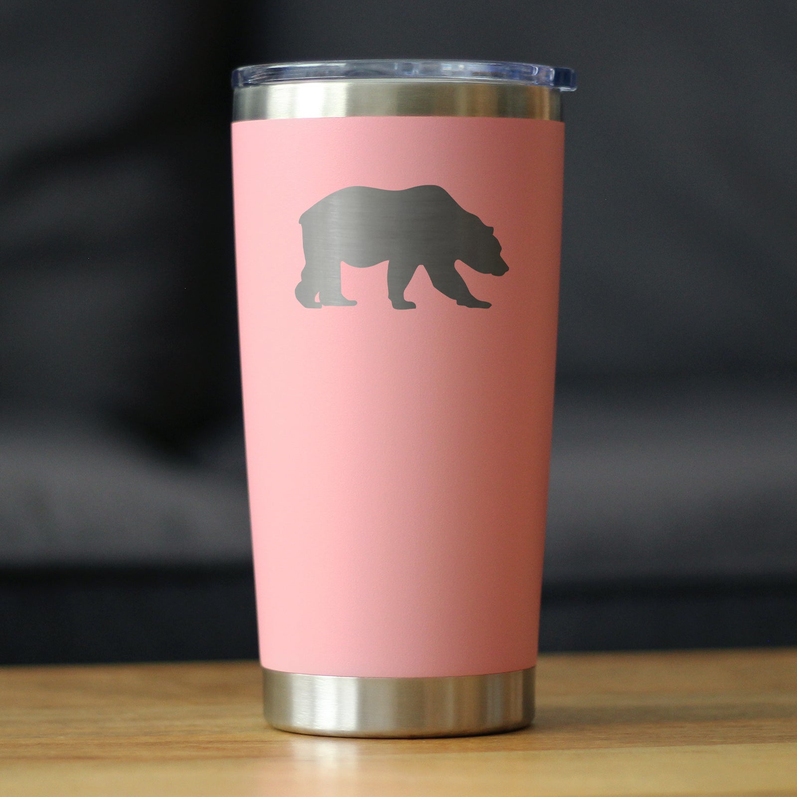 Bear Silhouette - Insulated Coffee Tumbler Cup with Sliding Lid - Stainless Steel Travel Mug - Bear Gifts for Women and Men