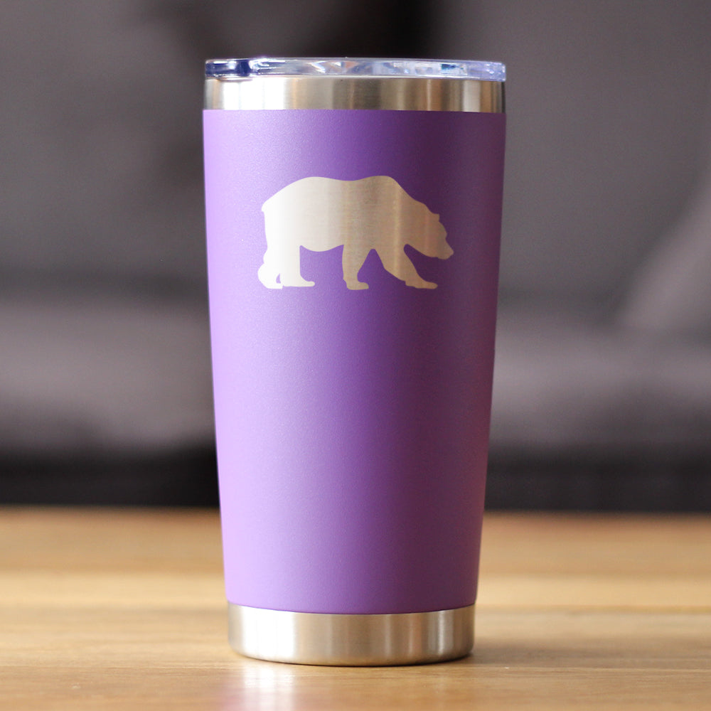Bear Silhouette - Insulated Coffee Tumbler Cup with Sliding Lid - Stainless Steel Travel Mug - Bear Gifts for Women and Men