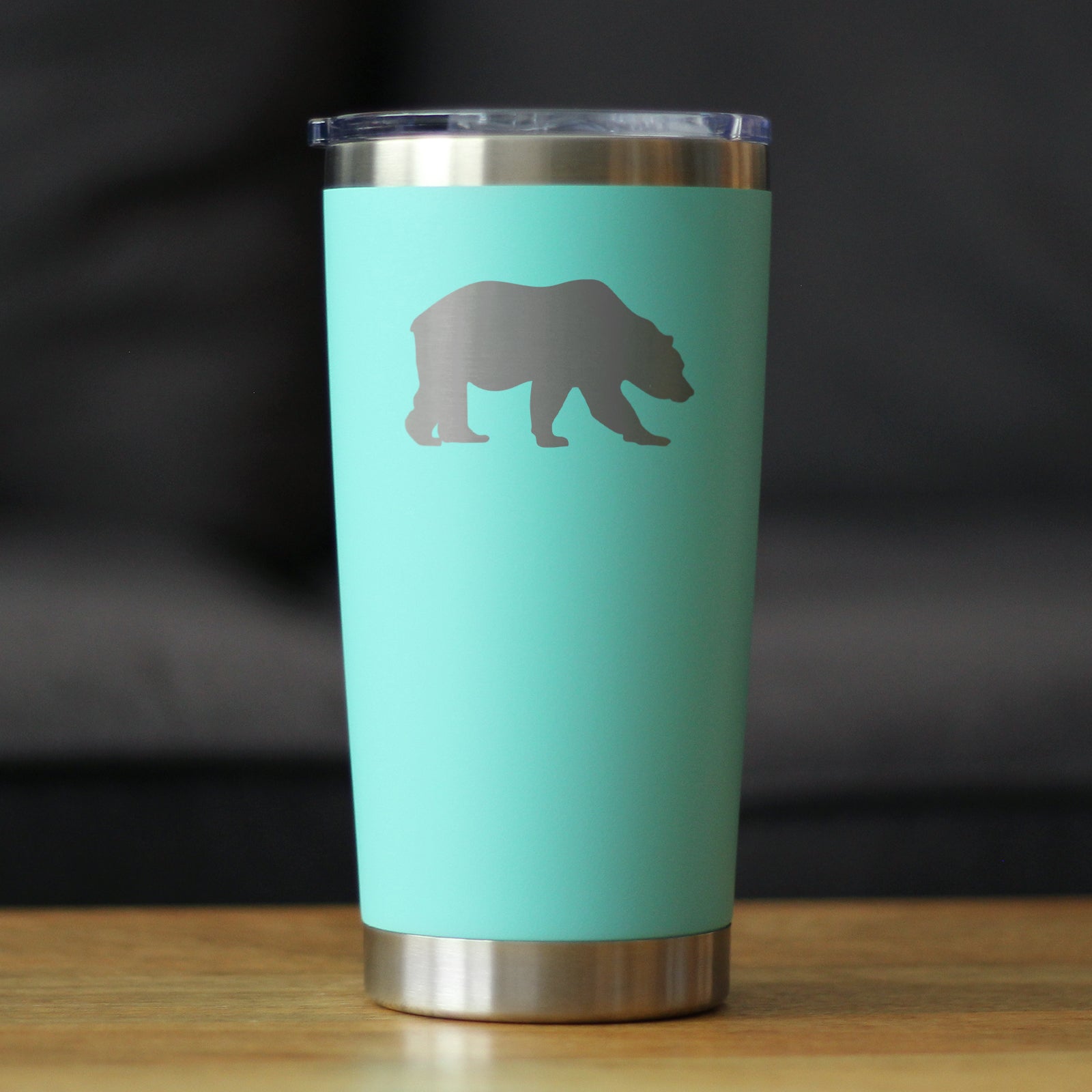 Bear Silhouette - Insulated Coffee Tumbler Cup with Sliding Lid - Stainless Steel Travel Mug - Bear Gifts for Women and Men