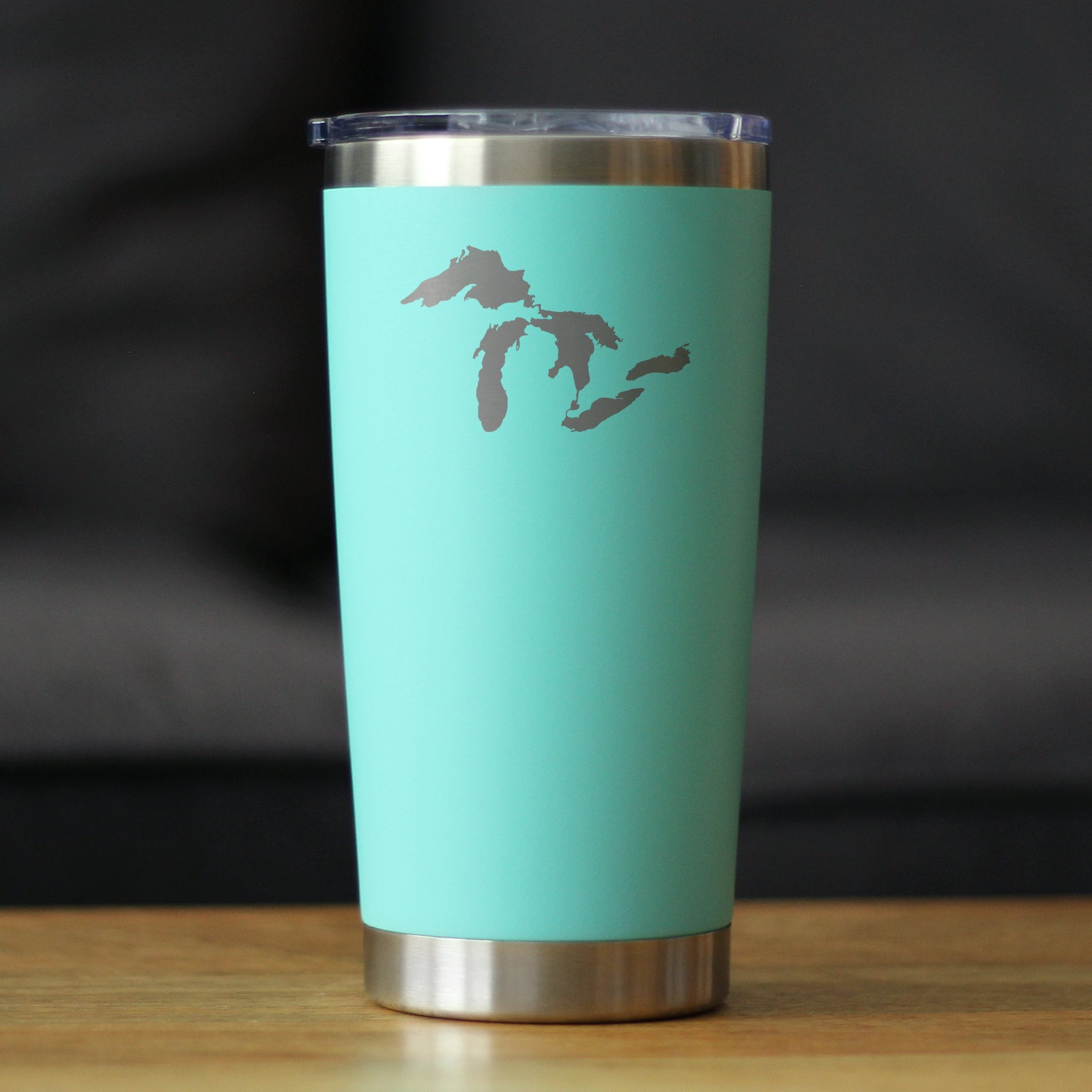 Great Lakes Maps - Insulated Coffee Tumbler Cup with Sliding Lid - Stainless Steel Insulated Mug - Cute Outdoor Camping Mug