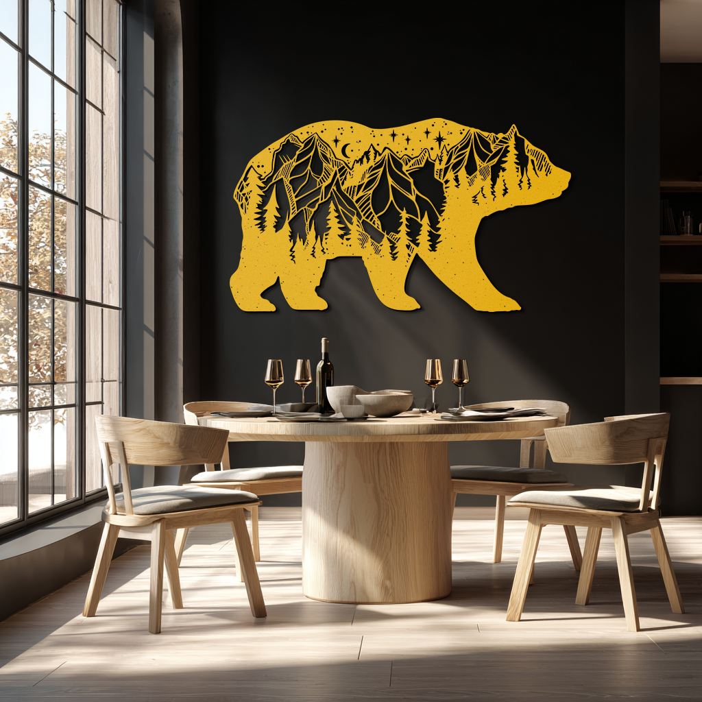 Mountain Bear Metal Wall Art - Nature-Inspired Wildlife Decor - KAF094