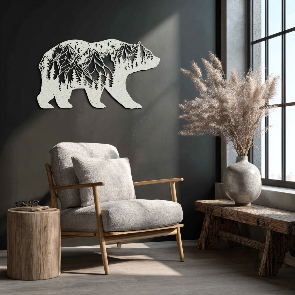 Mountain Bear Metal Wall Art - Nature-Inspired Wildlife Decor - KAF094