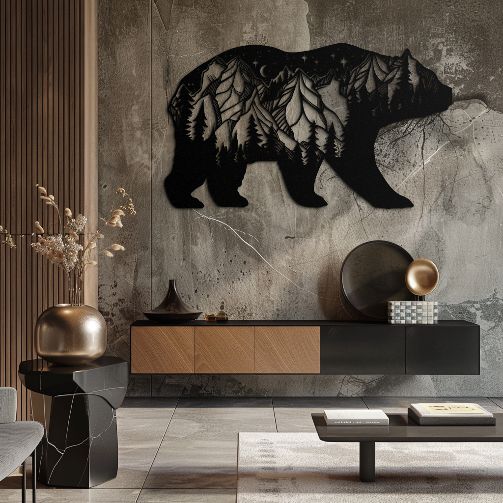Mountain Bear Metal Wall Art - Nature-Inspired Wildlife Decor - KAF094