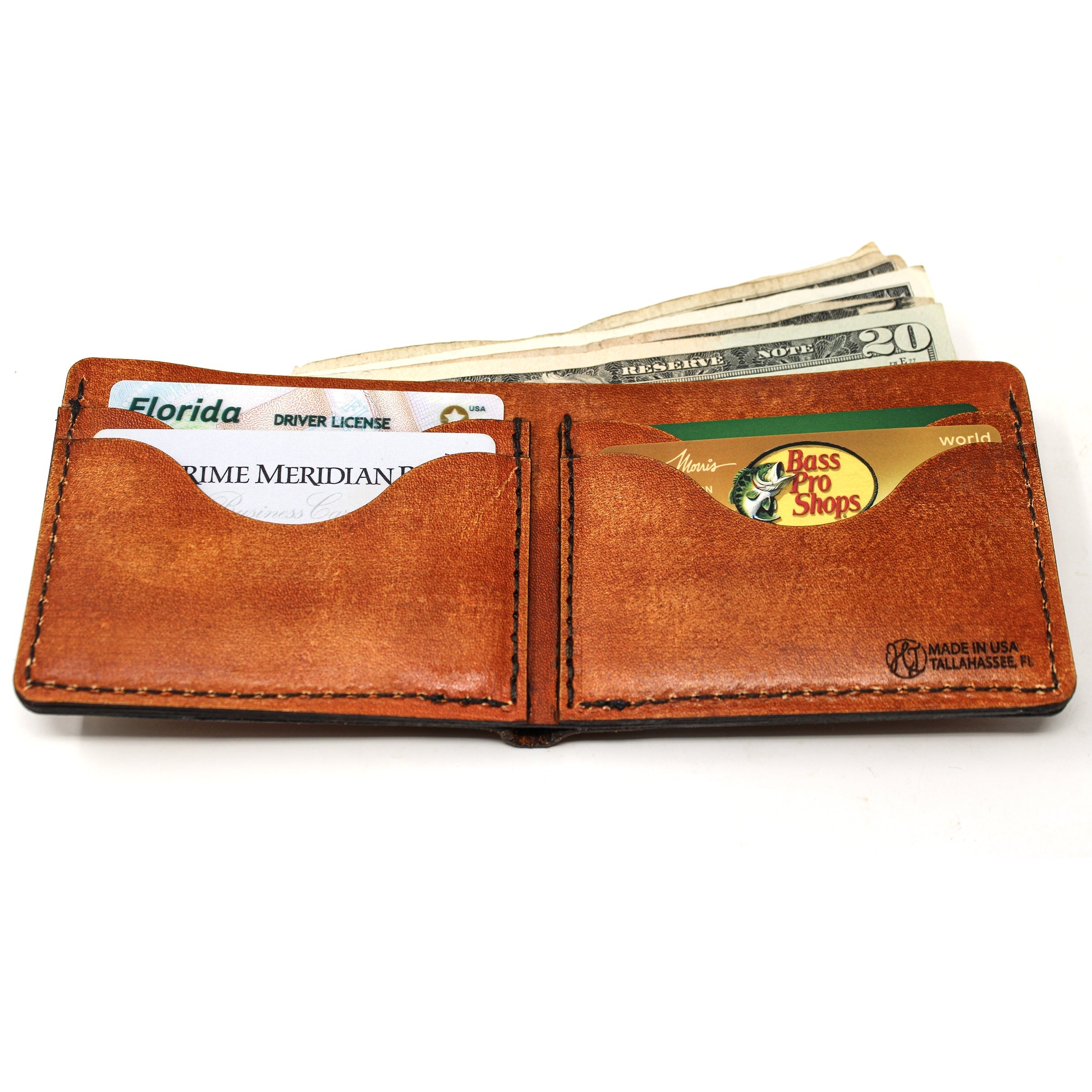 Leather Bill Fold Mens Wallet -  Mallard Retrieved