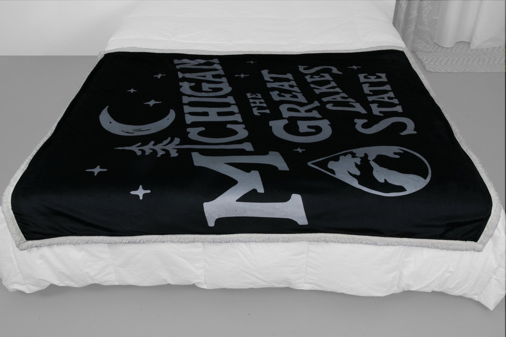 Michigan Vintage Font Sherpa Blanket