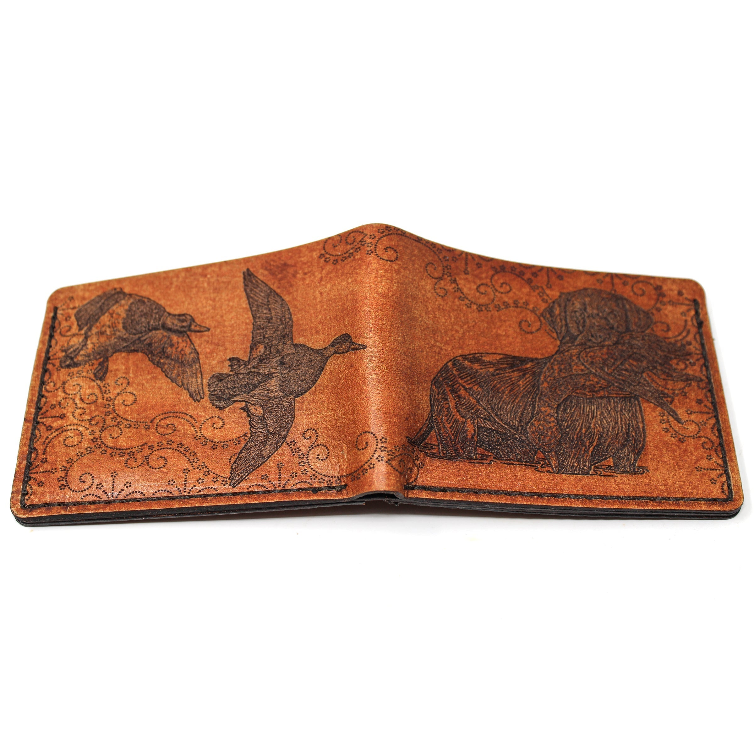 Leather Bill Fold Mens Wallet -  Mallard Retrieved
