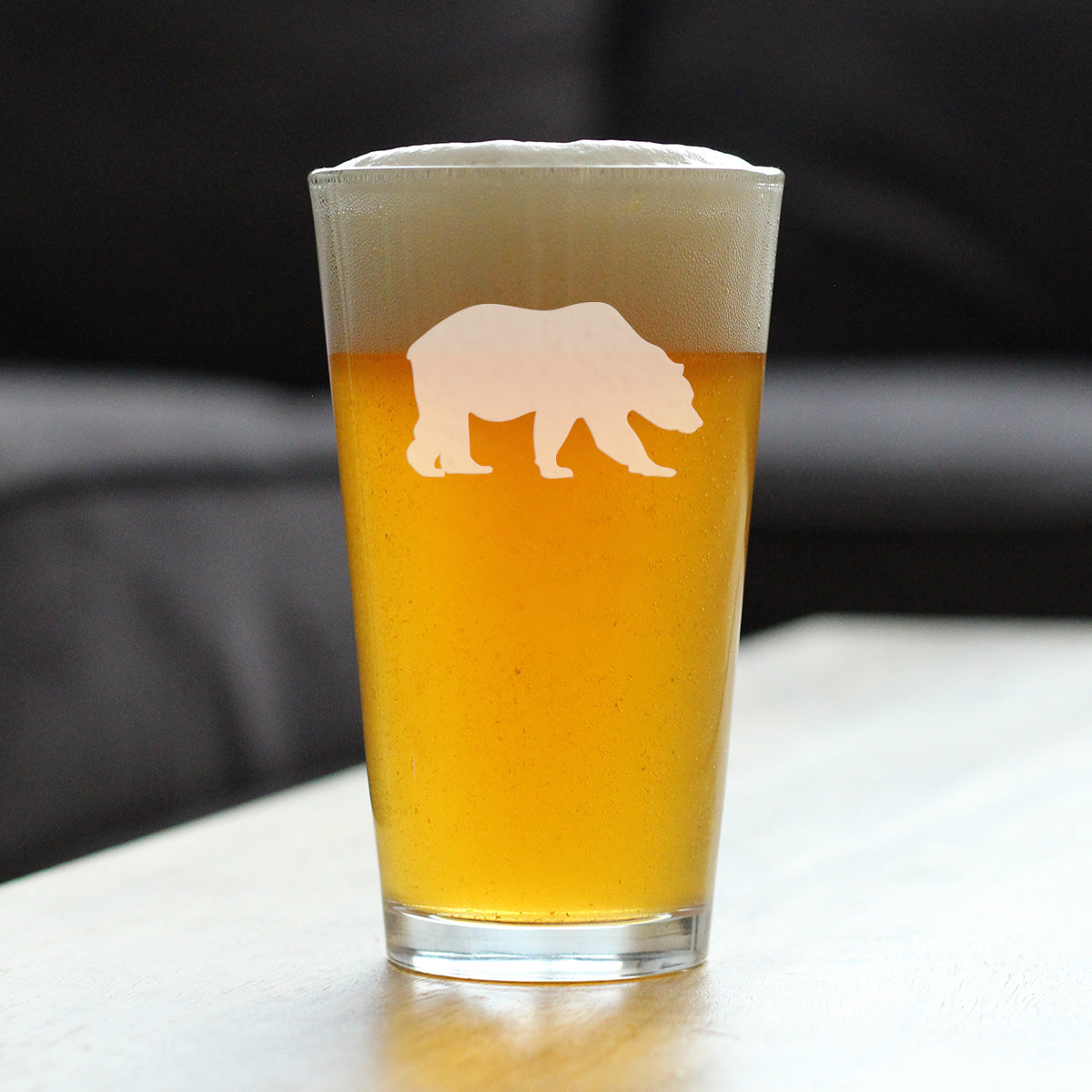 Bear Pint Glass for Beer - Cabin Themed Gifts or Rustic Decor for Men and Women - Fun Drinking or Party Glasses - 16 oz