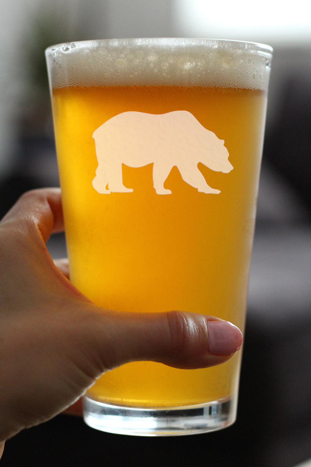 Bear Pint Glass for Beer - Cabin Themed Gifts or Rustic Decor for Men and Women - Fun Drinking or Party Glasses - 16 oz