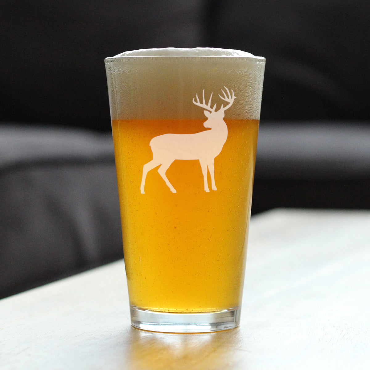 Deer Pint Glass for Beer - Cabin Themed Gifts or Rustic Decor for Men and Women - Fun Drinking or Party Glasses - 16 oz