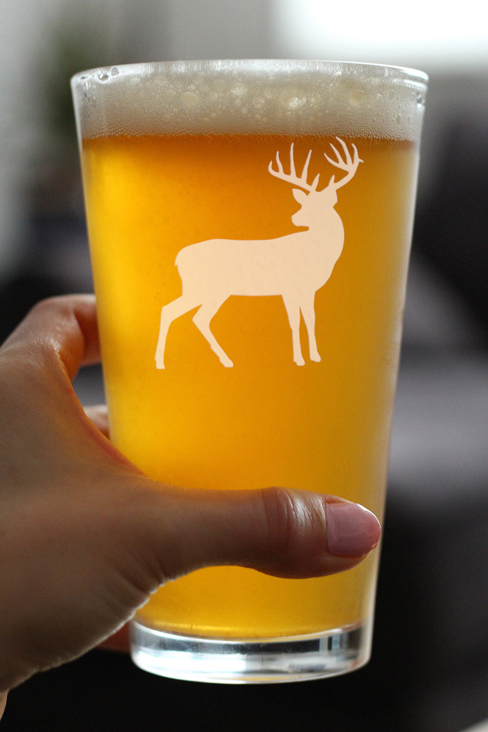 Deer Pint Glass for Beer - Cabin Themed Gifts or Rustic Decor for Men and Women - Fun Drinking or Party Glasses - 16 oz