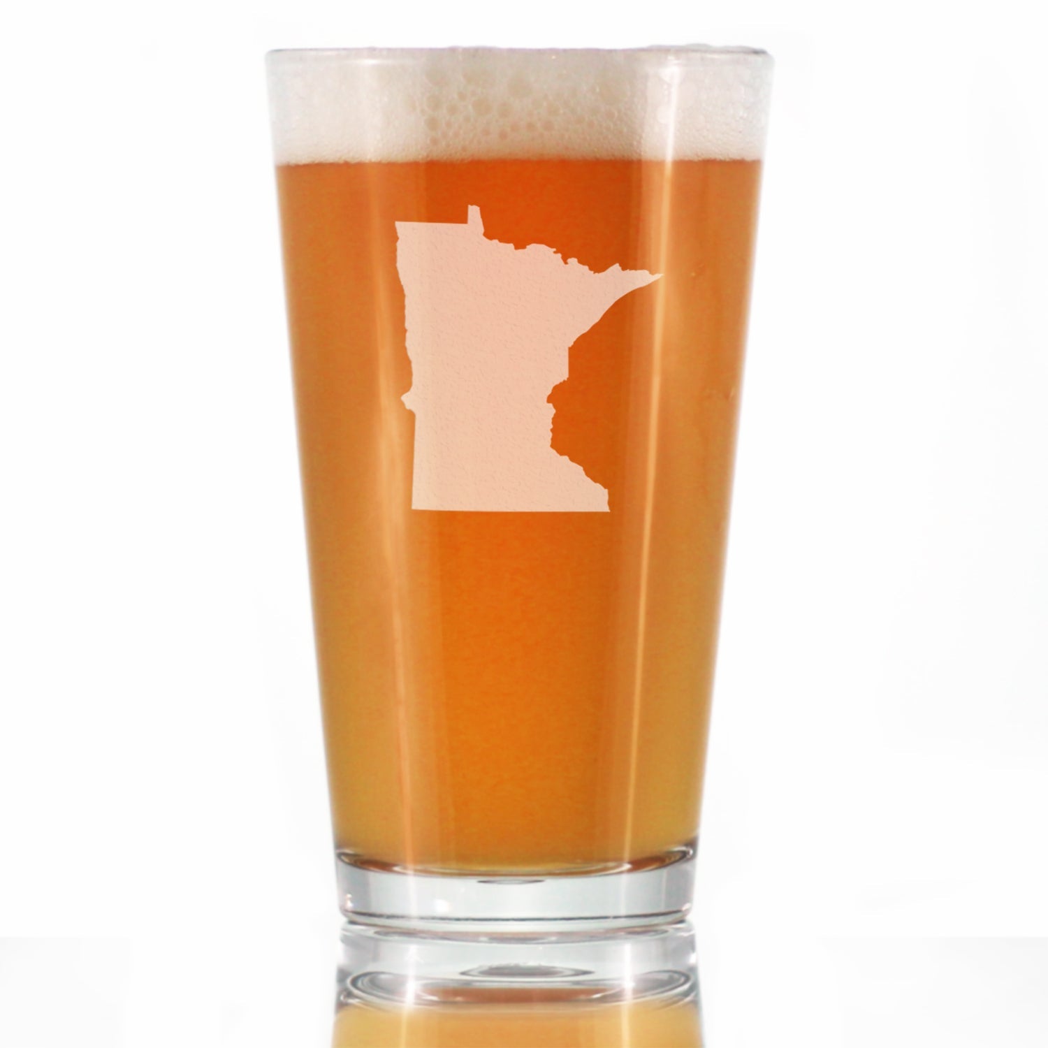 Minnesota State Outline Pint Glass for Beer - State Themed Drinking Decor and Gifts for Minnesotan Women & Men - 16 Oz Glasses
