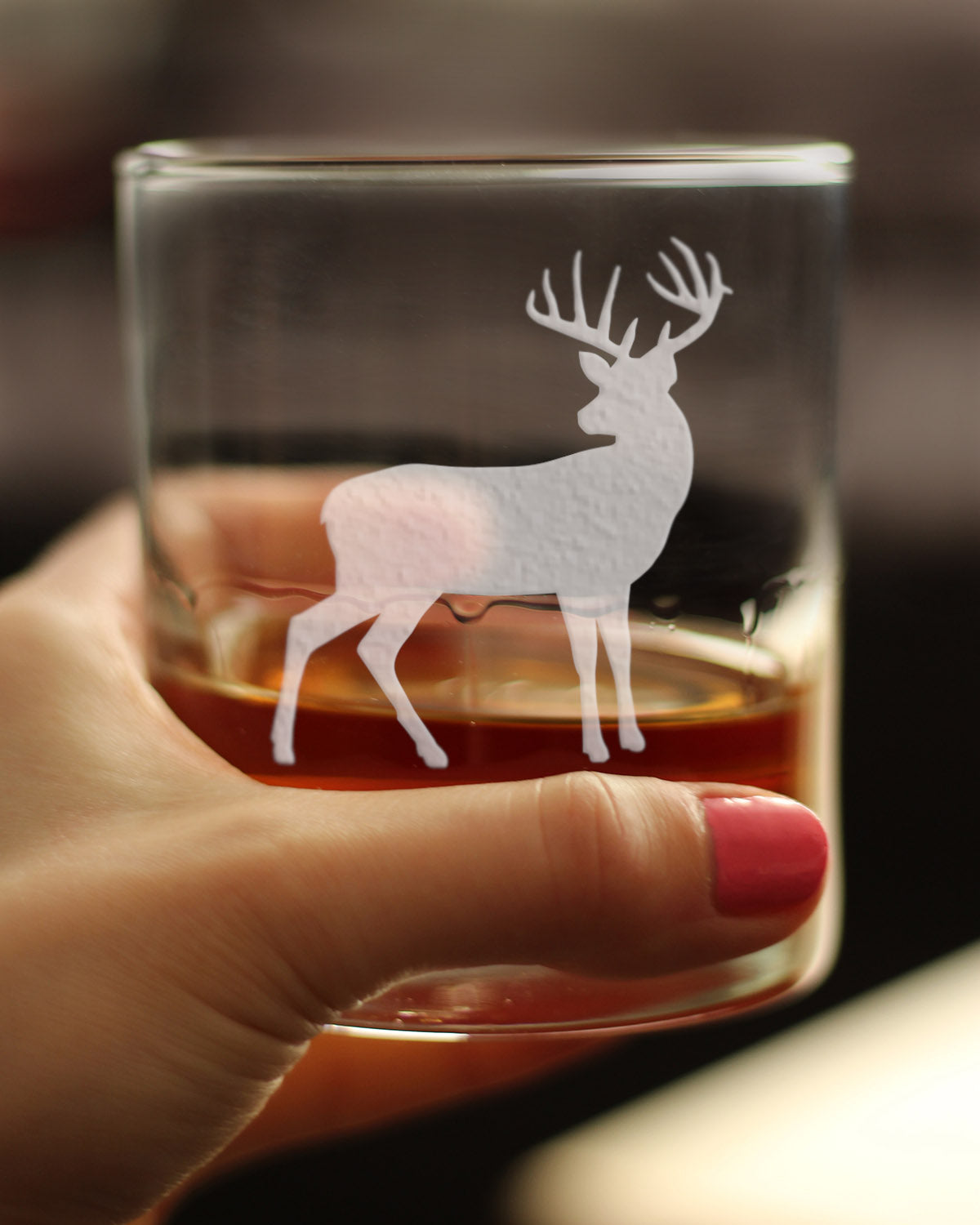 Deer Whiskey Rocks Glass - Cabin Themed Gifts or Rustic Decor for Men and Women - Fun Whisky Drinking Tumbler - 10.25 oz