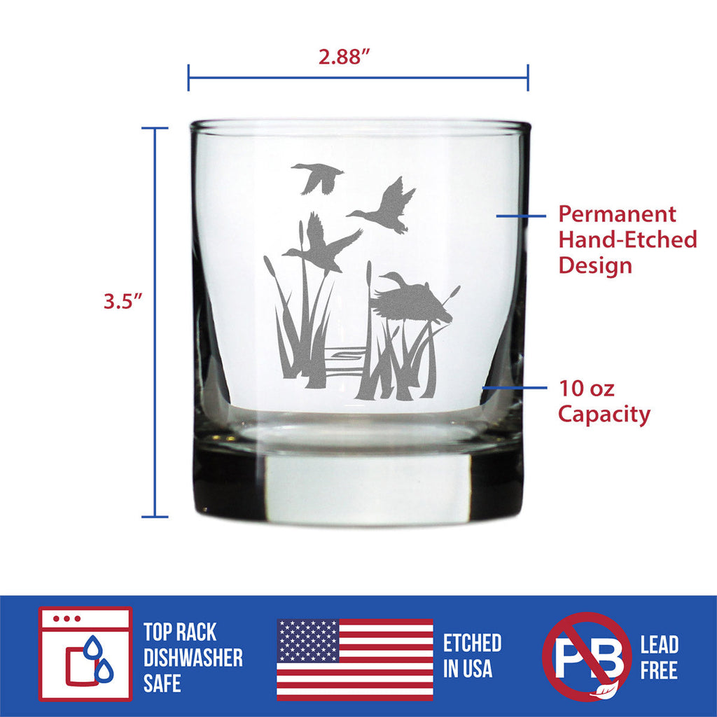 Duck Pond Whiskey Rocks Glass - Cabin Themed Gifts or Rustic Decor for Men and Women - Fun Whisky Drinking Tumbler - 10.25 oz