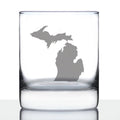 Michigan State Outline Whiskey Rocks Glass - State Themed Drinking Decor and Gifts for Michigander Women & Men - 10.25 Oz Whisky Tumbler Glasses
