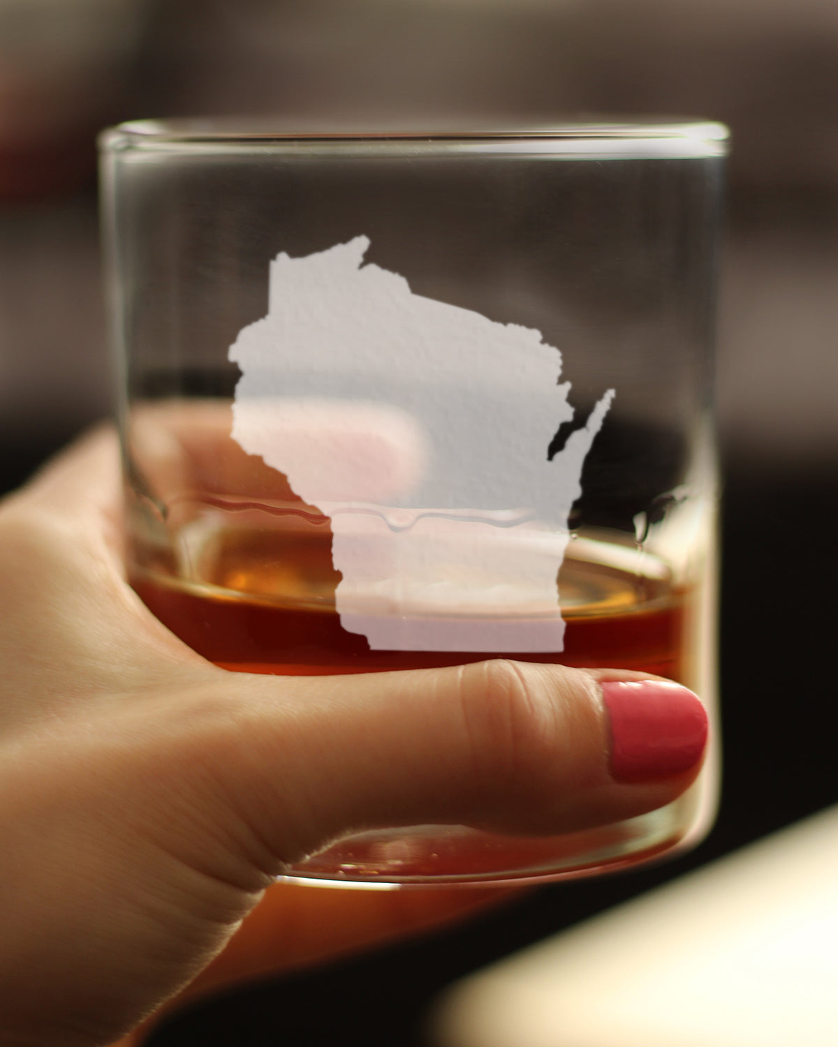 Wisconsin State Outline Whiskey Rocks Glass - State Themed Drinking Decor and Gifts for Wisconsinite Women & Men - 10.25 Oz Whisky Tumbler Glasses