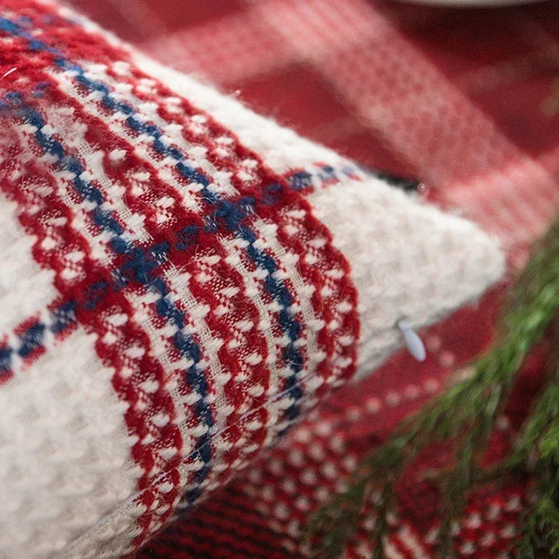 DecorBites™ Christmas Plaid Weave Cushion Cover - Festive Decorative Throw Pillow Cover